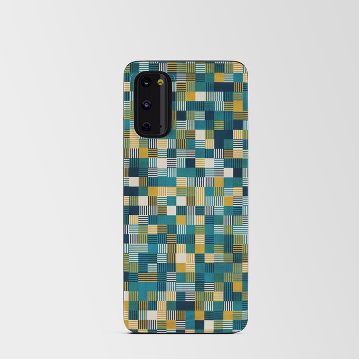 Teal Mustard Mosaic Abstract Art Android Card Case
