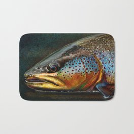 The Night Hunter Wild Brown Trout Bath Mat | Rainbowtrout, Stream, Painting, Salmon, Steelhead, Lake, Brooktrout, River, Flyfishing, Fishing 