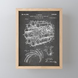Airplane Jet Engine Patent - Airline Engine Art - Black Chalkboard Framed Mini Art Print