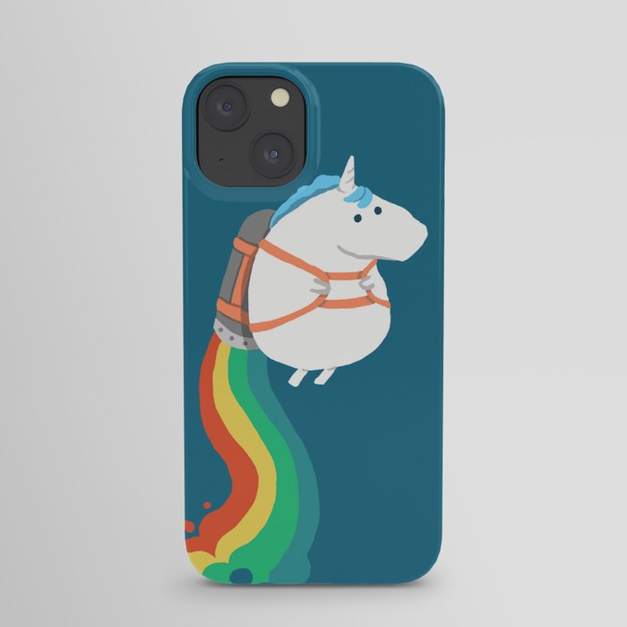 Fat Unicorn on Rainbow Jetpack iPhone Case