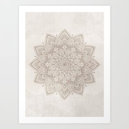 Beige Taupe Mandala, Floral Graphic Design Art Print