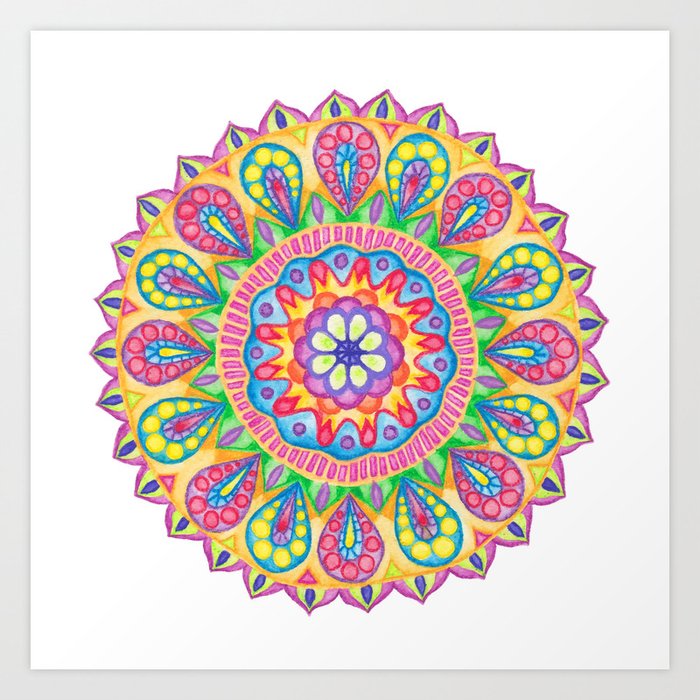 Summer Dewdrop Mandala Art Print by Zoe Rose Studios