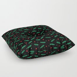Christmas branches and stars - black Floor Pillow