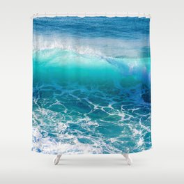 Blue ocean wave Shower Curtain