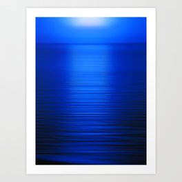 Sunset on the Water-Deep Blue Art Print