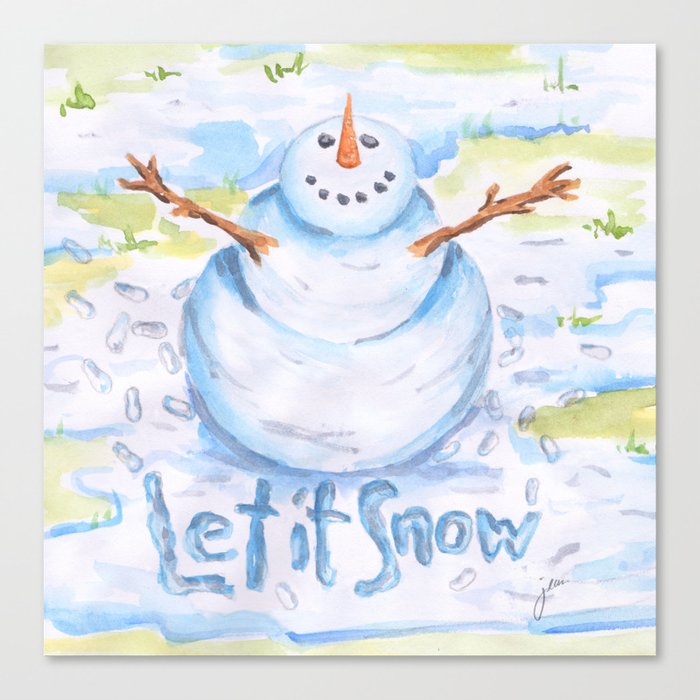 Let It Snow Snowman Canvas Print By Jeandalgleish Society6