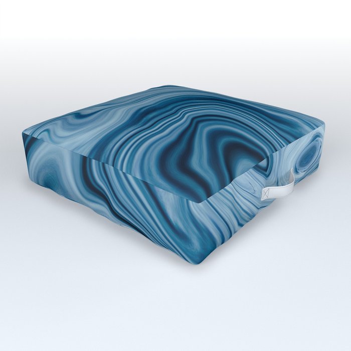 Splash of Blue Swirls, Digital Fluid Art Graphic Design Outdoor Floor Cushion