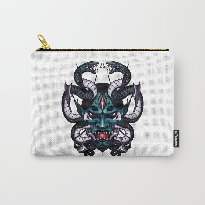 Japanese Oni Mask and Snakes  Carry-All Pouch