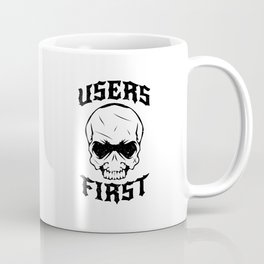 Users First Metal Rock Skull Coffee Mug | Ux, Hard, Metal, Usability, Productmanagement, Skull, Parody, Uxdesign, Usersfirst, Graphicdesign 
