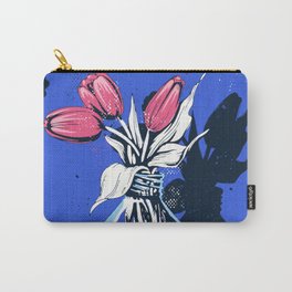 Holland Tulips Bouquet on Cobalt and Delft Blue Carry-All Pouch