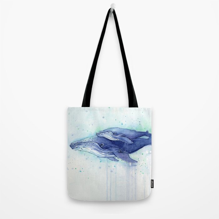 Humpback Whale Watercolor Mom And Baby Painting Whales Sea