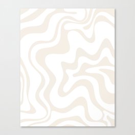 Liquid Swirl Abstract Pattern in Pale Beige and White Canvas Print