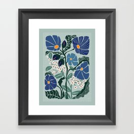 Klimt flowers light blue Framed Art Print