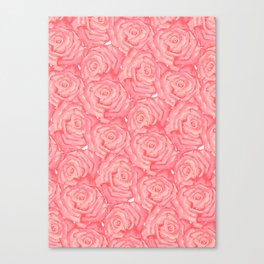Cute Bed of Pink Roses Pattern Canvas Print