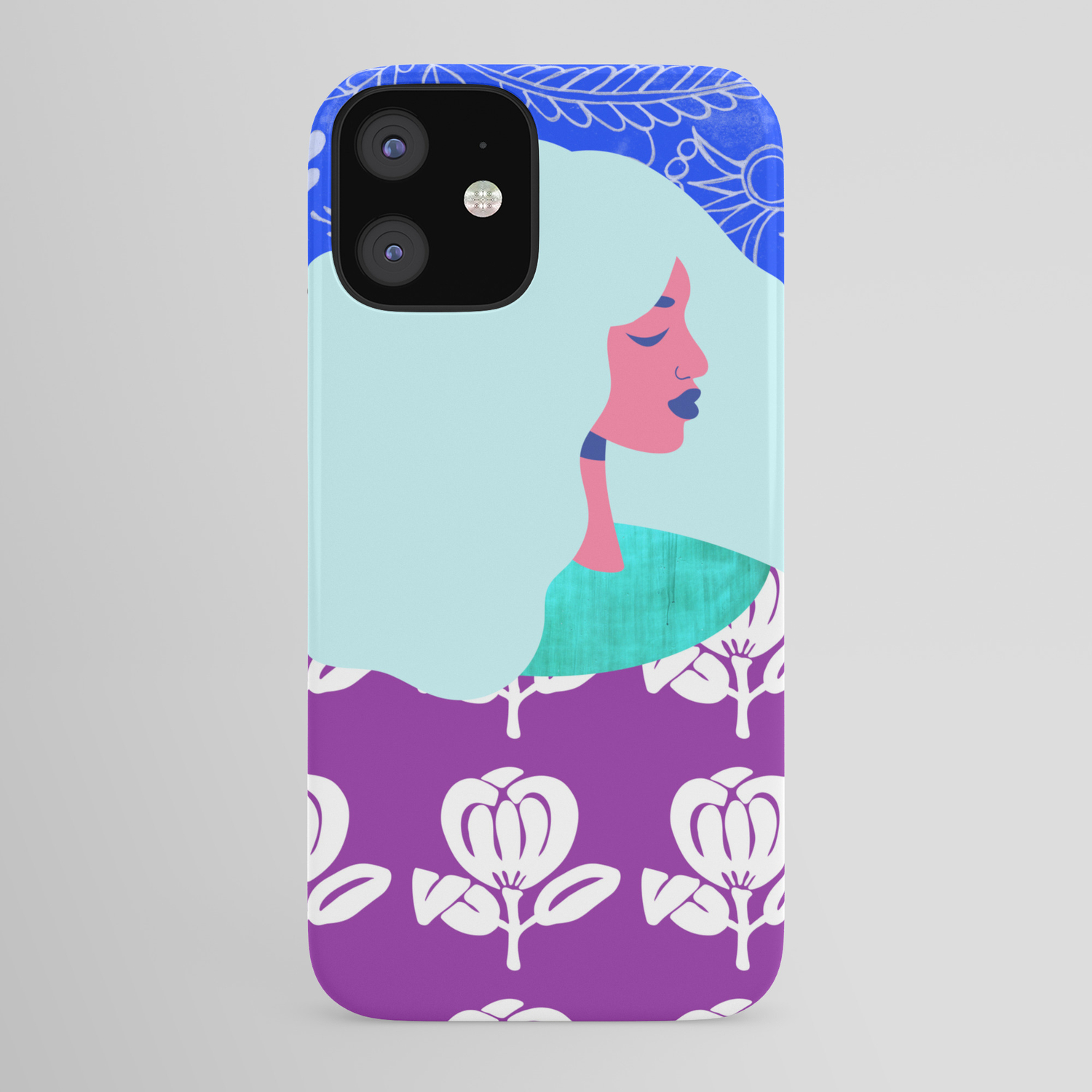 Blue Wallpaper Girl Iphone Case By Thepairabirds Society6