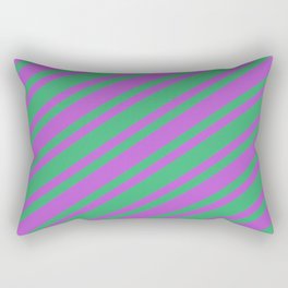 [ Thumbnail: Orchid & Sea Green Colored Stripes/Lines Pattern Rectangular Pillow ]