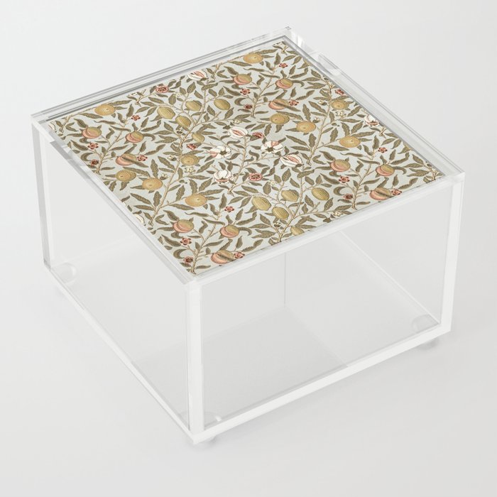 Pomegranate Pattern By William Morris - Gray Vintage Adaption- Small scaled pattern Acrylic Box