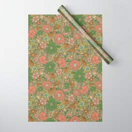 Retro Garden Party (green / pink)  Wrapping Paper