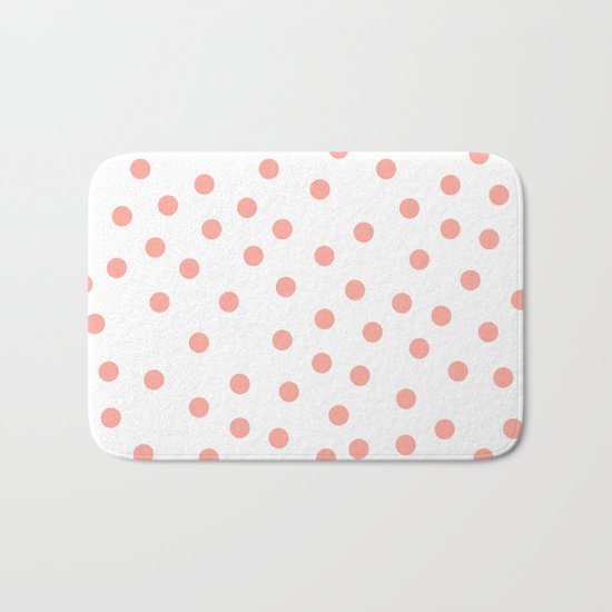 Simply Dots in Salmon Pink on White Bath Mat