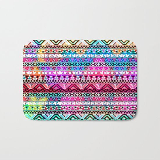 Neon Aztec | Purple Pink Neon Bright Andes Abstract Pattern Bath Mat
