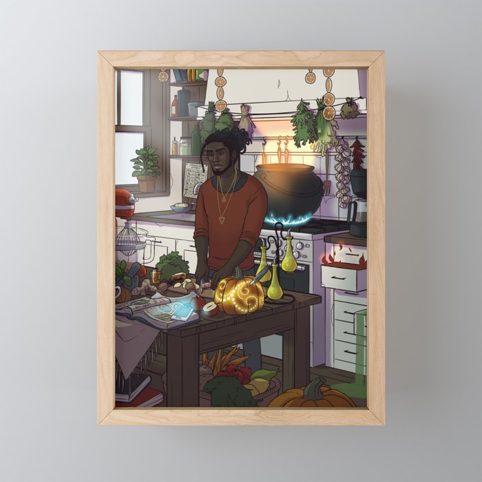 Modern Male Witch Kitchen Framed Mini Art Print By Brennaivy