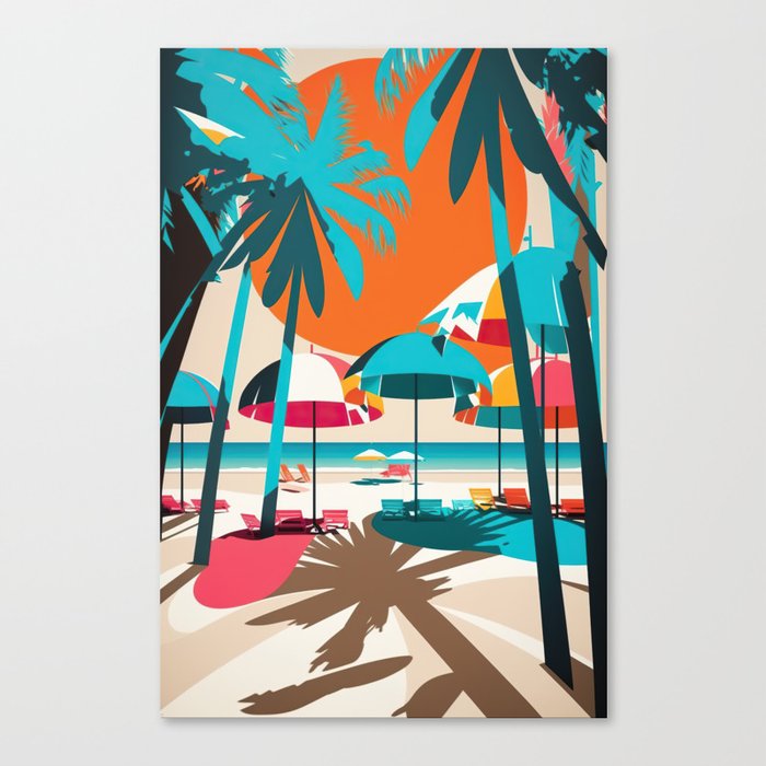 A Sunny Beach with White Sand Canvas Print