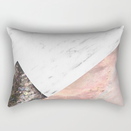 Marble with sequins and mother of pearl Rectangular Pillow
