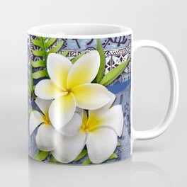 Blue Hawaiian Tapa and Plumeria Mug