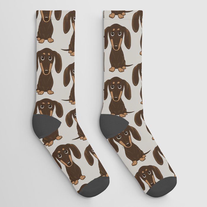 Chocolate Dachshund | Cute Cartoon Wiener Dog Socks