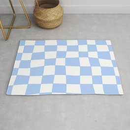 Hand Drawn Checkerboard Pattern (sky blue/white) Area & Throw Rug