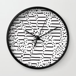 Spots and Stripes 2 - Black and White Wall Clock