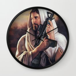 Assault Rifle Jesus Christ Messiah - Who WOuld Jesus Shoot Wall Clock