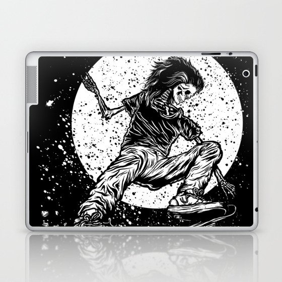 Skateboard Skeleton in The Night Laptop & iPad Skin