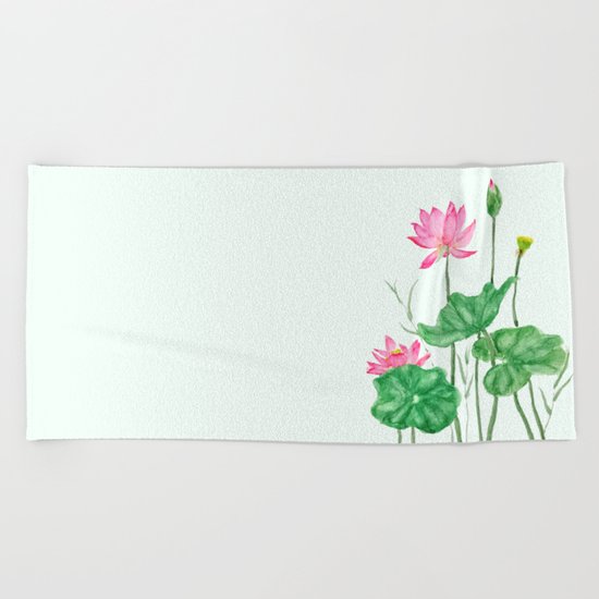 lotus flower Beach Towel