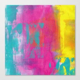 Neon Abstract Acrylic - Turquoise, Magenta & Yellow Canvas Print