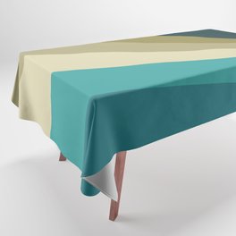 Green and blue diagonal retro stripes Tablecloth