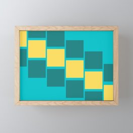 Diagonal cubes | green and teal colour Framed Mini Art Print