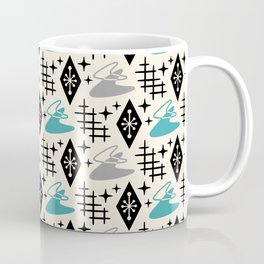 Mid Century Modern Boomerang Abstract Pattern Gray and Turquoise 161 Mug