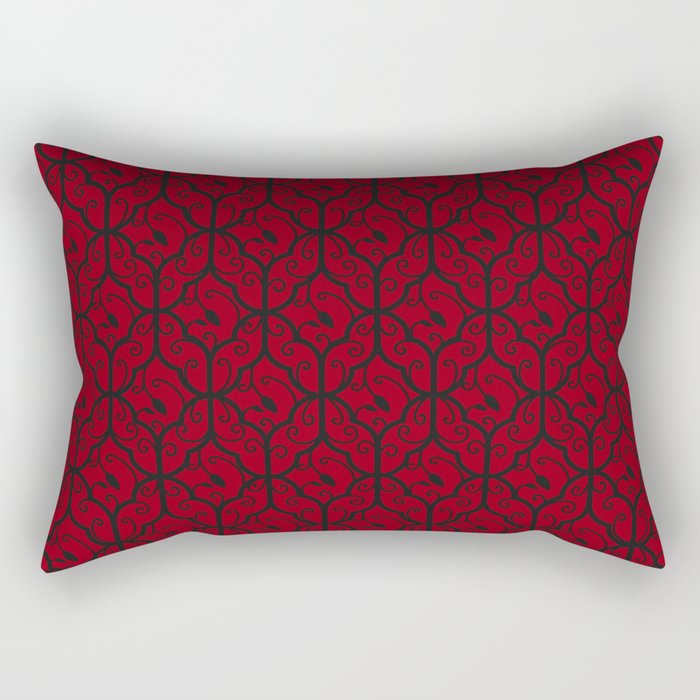 Red and Black Regal Symmetrical Pattern Rectangular Pillow