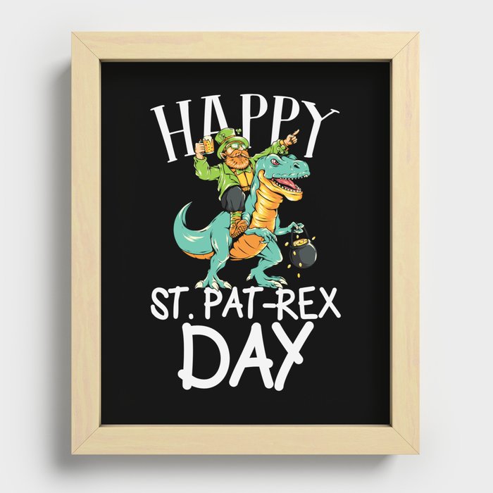 St. Pat-rex Day Funny Irish Dinosaur Recessed Framed Print