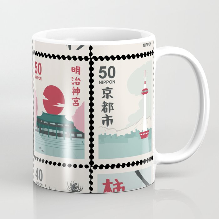 Japan Nippon Vintage Stamps Collection Coffee Mug