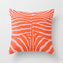 Zebra Orange and Pink 241 Throw Pillow