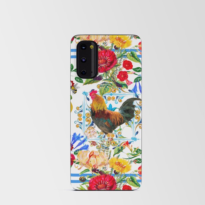 Rooster,farm,birds ,citrus,lemons,folklore pattern  Android Card Case