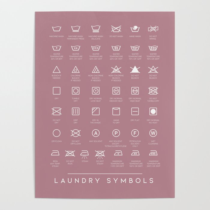 Laundry Guide Symbols Lavender Poster
