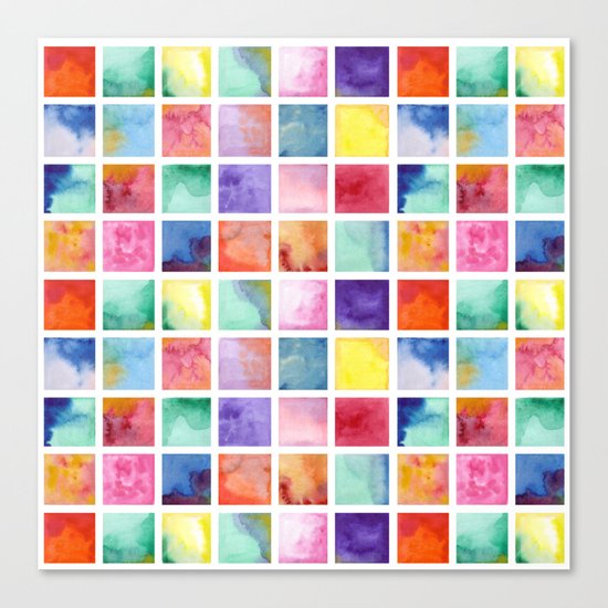Watercolor . Squares. Geometric pattern . Canvas Print