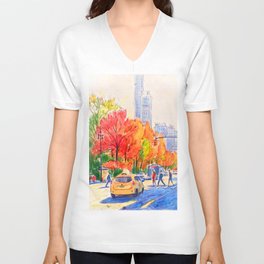 November in Central Park, Manhattan  V Neck T Shirt