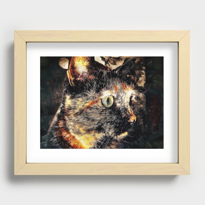 Glitch in the Cat Recessed Framed Print