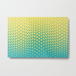Aqua Blue Yellow Triangle Gradient Wave Pattern 2021 Color of the Year AI Aqua and Lemon Sherbet Metal Print