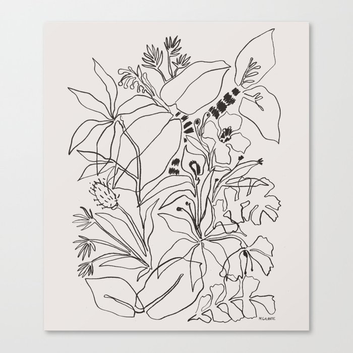 Charcoal Tropics Canvas Print