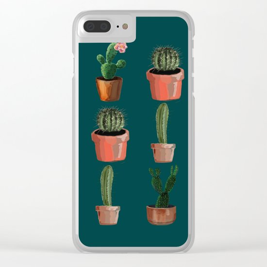 Various Cacti Green Clear iPhone Case